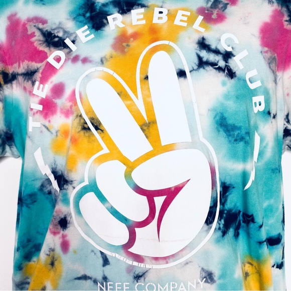 Neff Tie Die Rebel Club Mens graphic tee shirt teal M - Picture 3 of 6